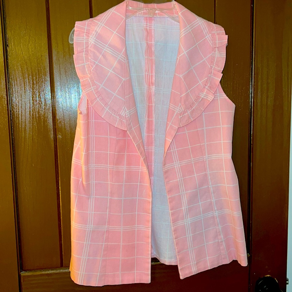 Vintage homemade sleeveless open front top